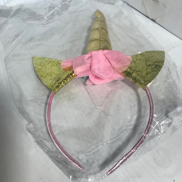 Sparkly Unicorn Headband With Glitter Horn & Flowers For Kids - Picture 2 of 6
